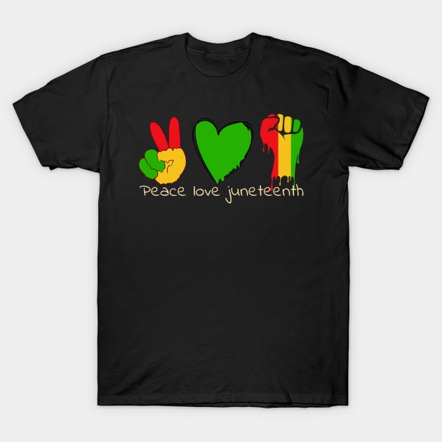 peace love Juneteenth 2024 colorful melting design T-Shirt by NIKA13